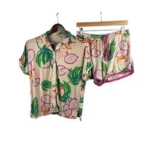 Women’s Soma Small Tan Fruit Patterned Sleep Set